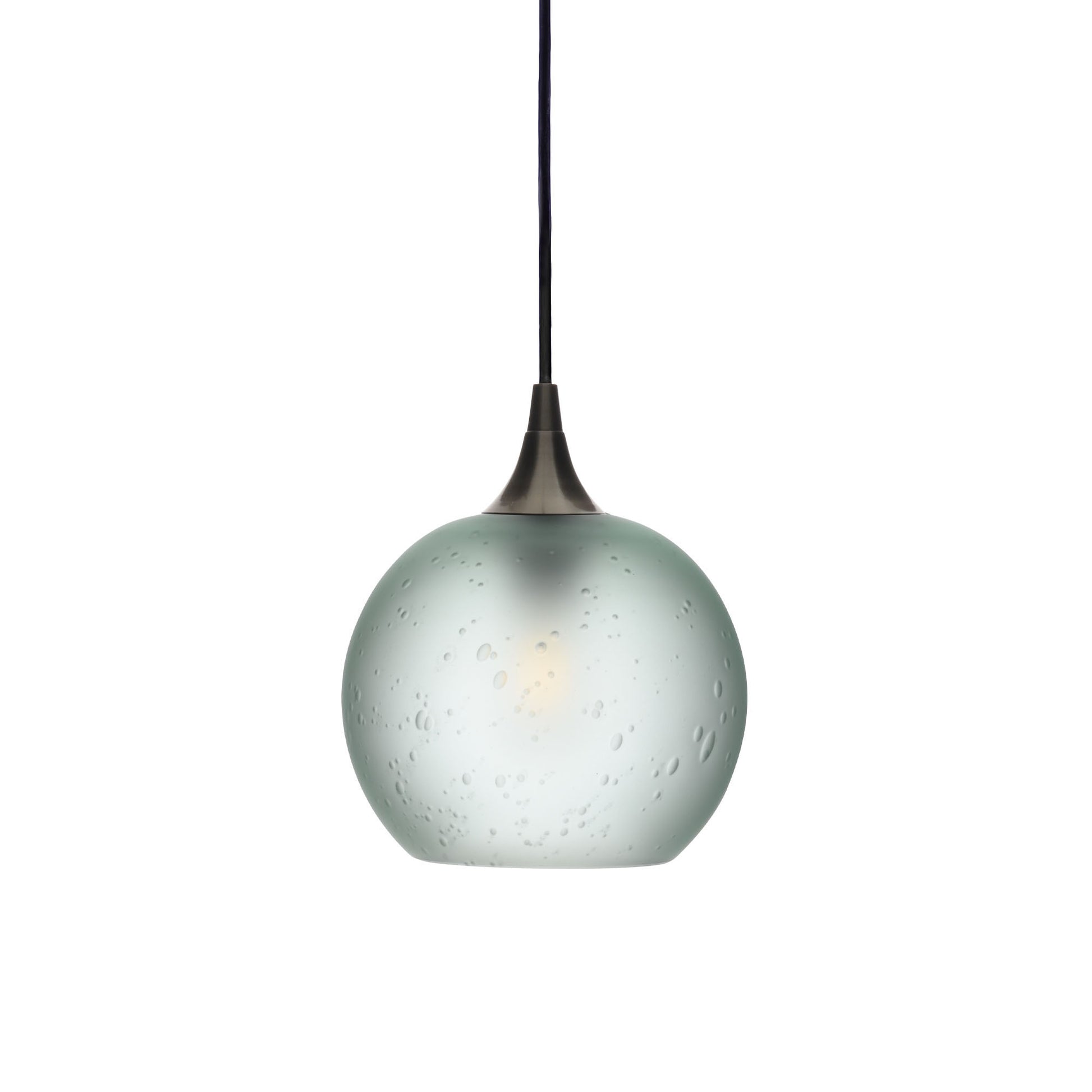 767 Single Pendant Light-Bicycle Glass Co-Antique Bronze 15ft Cord + Track Mount-Celestial-Eco Clear-Bicycle Glass Co