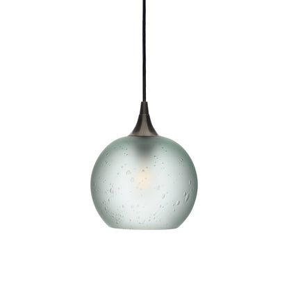 767 Single Pendant Light-Bicycle Glass Co-Antique Bronze 15ft Cord + Track Mount-Celestial-Eco Clear-Bicycle Glass Co