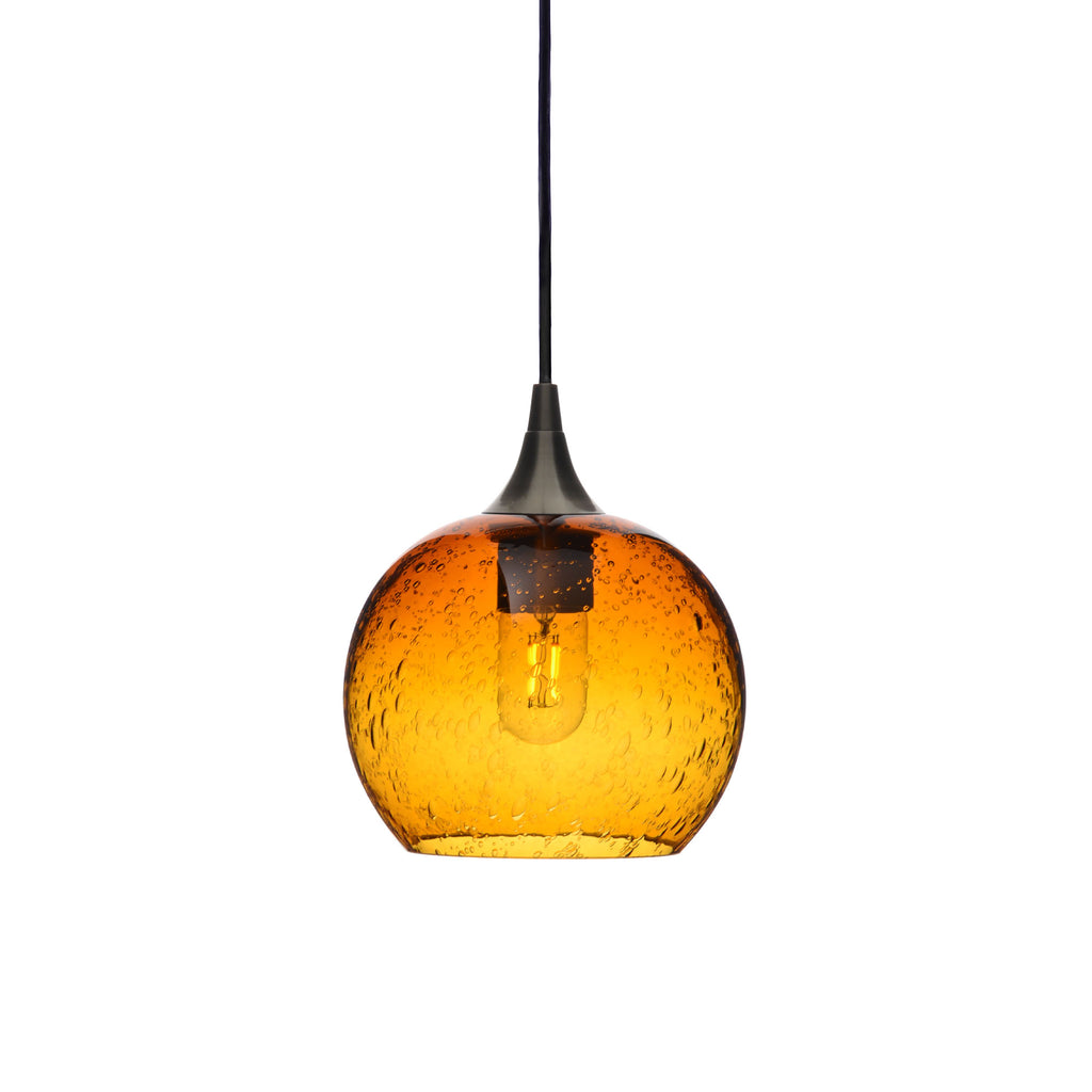 767 Single Pendant Light-Bicycle Glass Co-Antique Bronze 15ft Cord + Track Mount-Lunar-Golden Amber-Bicycle Glass Co