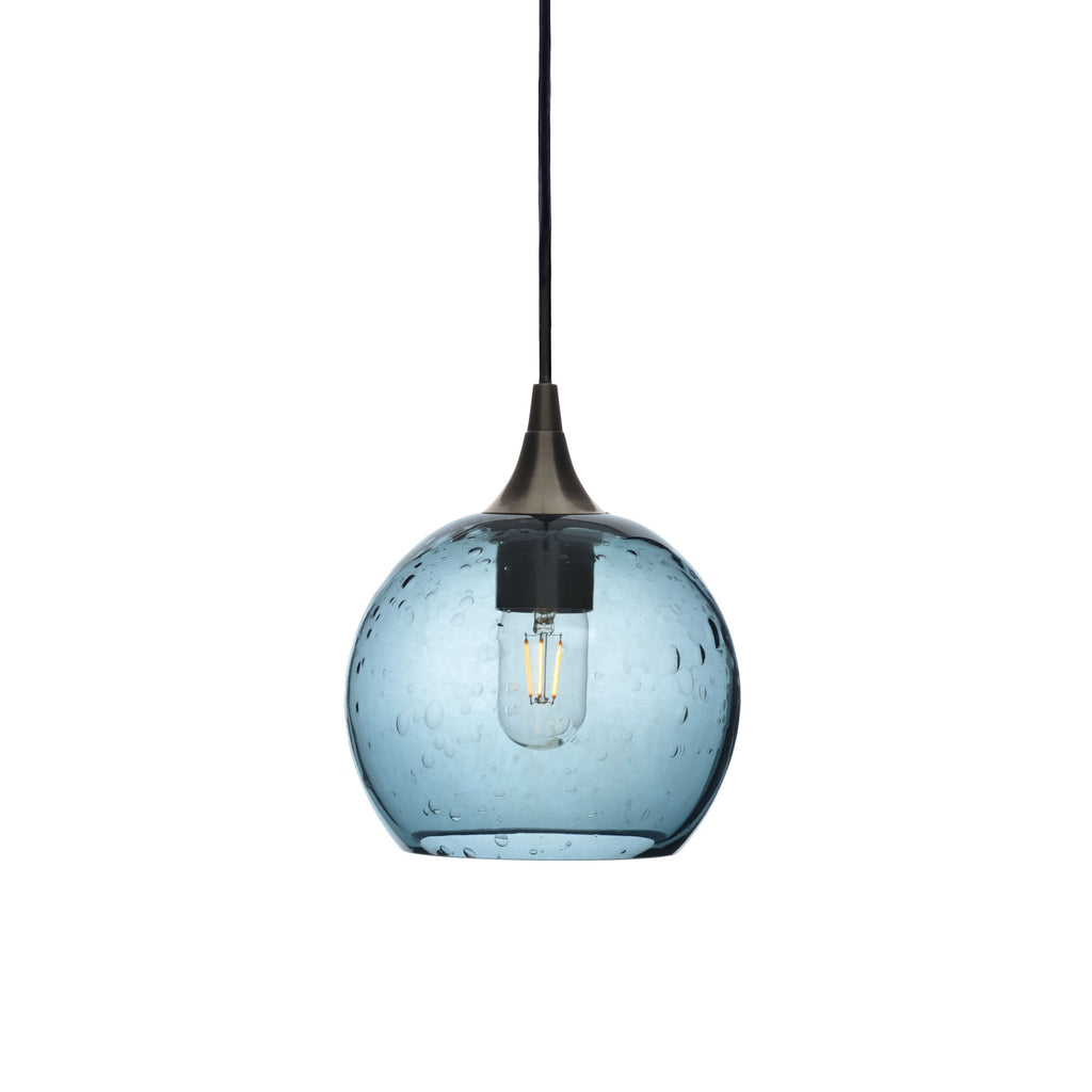 767 Single Pendant Light-Bicycle Glass Co-Antique Bronze 15ft Cord + Track Mount-Lunar-Slate Gray-Bicycle Glass Co