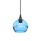 767 Single Pendant Light-Bicycle Glass Co-Antique Bronze 15ft Cord + Track Mount-Swell-Steel Blue-Bicycle Glass Co