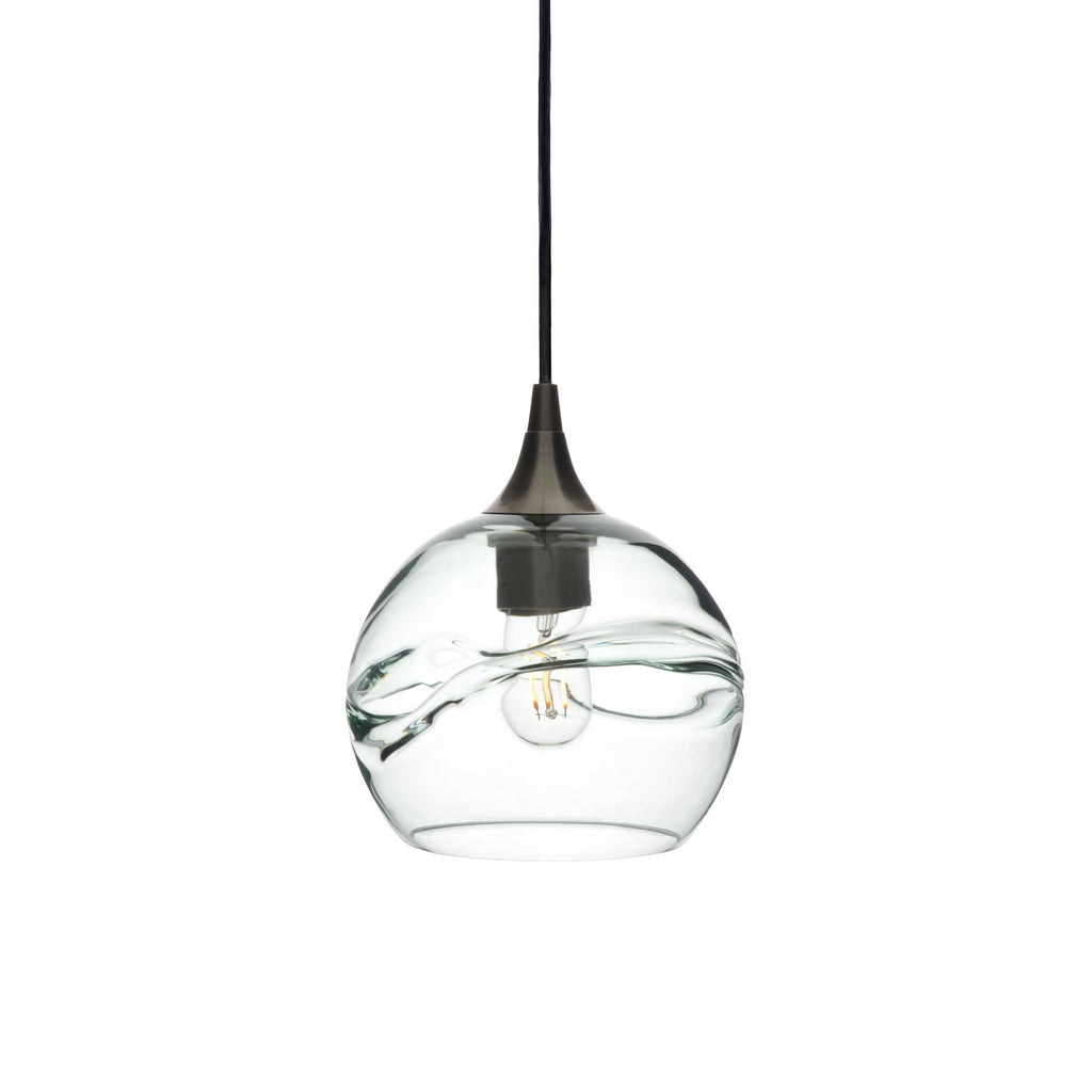 767 Single Pendant Light-Bicycle Glass Co-Antique Bronze 15ft Cord + Track Mount-Swell-Eco Clear-Bicycle Glass Co