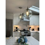 767 Single Pendant Light-Pendant Light-Bicycle Glass Co-Matte Black - 8ft Cord-Lunar-Steel Blue-Bicycle Glass Co
