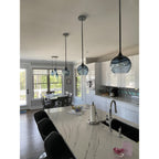 767 Single Pendant Light-Pendant Light-Bicycle Glass Co-Matte Black - 8ft Cord-Lunar-Steel Blue-Bicycle Glass Co