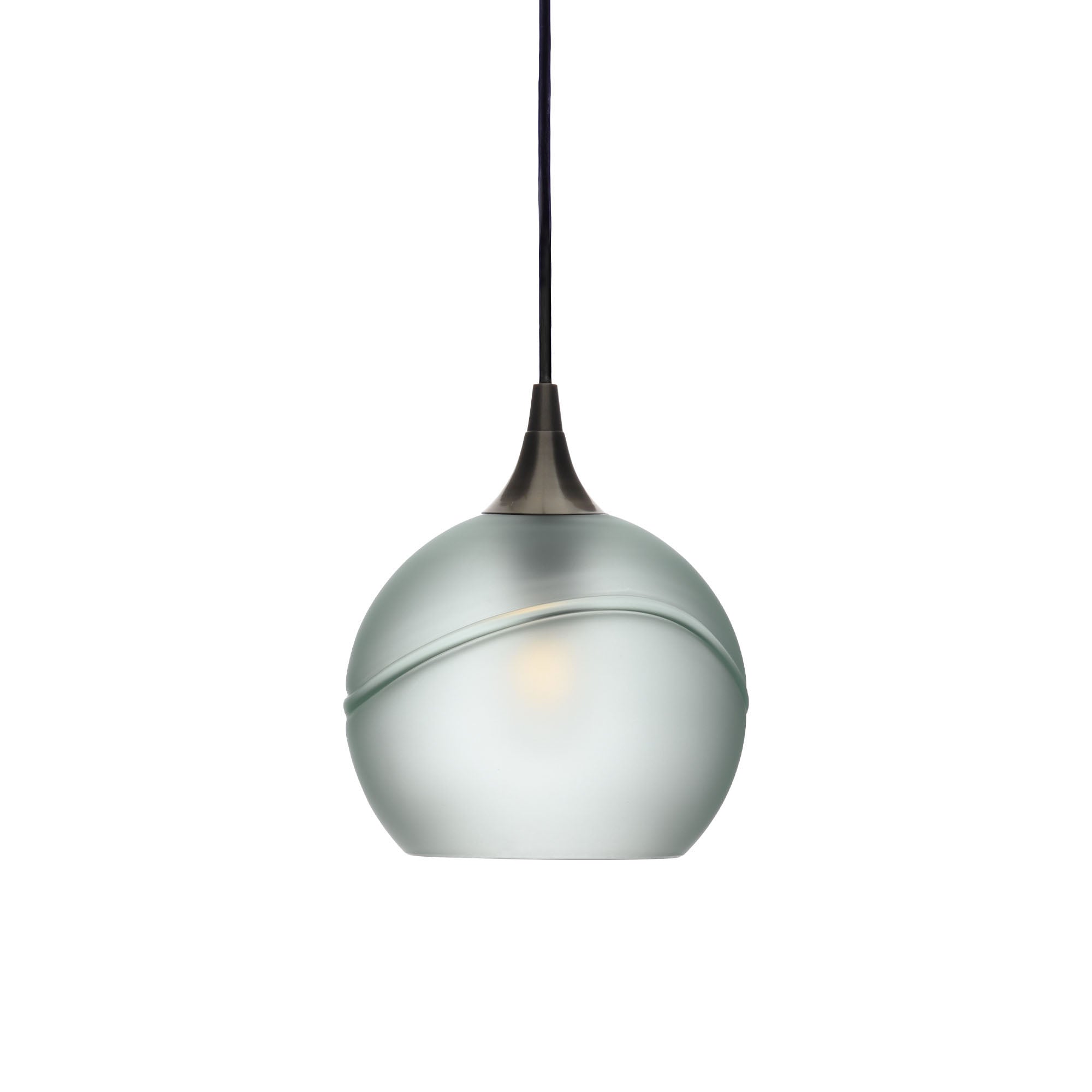 767 Single Pendant Light-Bicycle Glass Co-Antique Bronze 15ft Cord + Track Mount-Glacial-Eco Clear-Bicycle Glass Co
