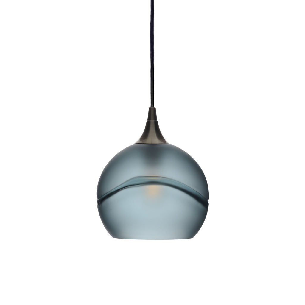 767 Single Pendant Light-Bicycle Glass Co-Antique Bronze 15ft Cord + Track Mount-Glacial-Slate Gray-Bicycle Glass Co