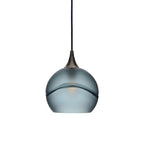 767 Single Pendant Light-Bicycle Glass Co-Antique Bronze 15ft Cord + Track Mount-Glacial-Slate Gray-Bicycle Glass Co
