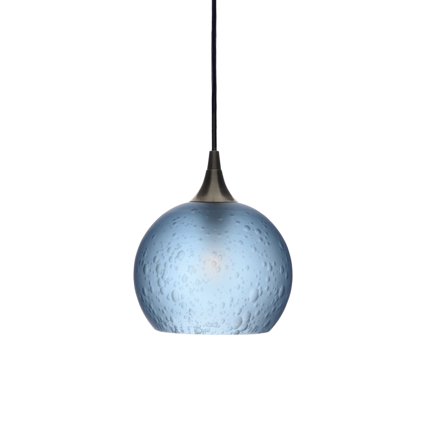 767 Single Pendant Light-Bicycle Glass Co-Antique Bronze - 4ft Cord-Celestial-Steel Blue-Bicycle Glass Co