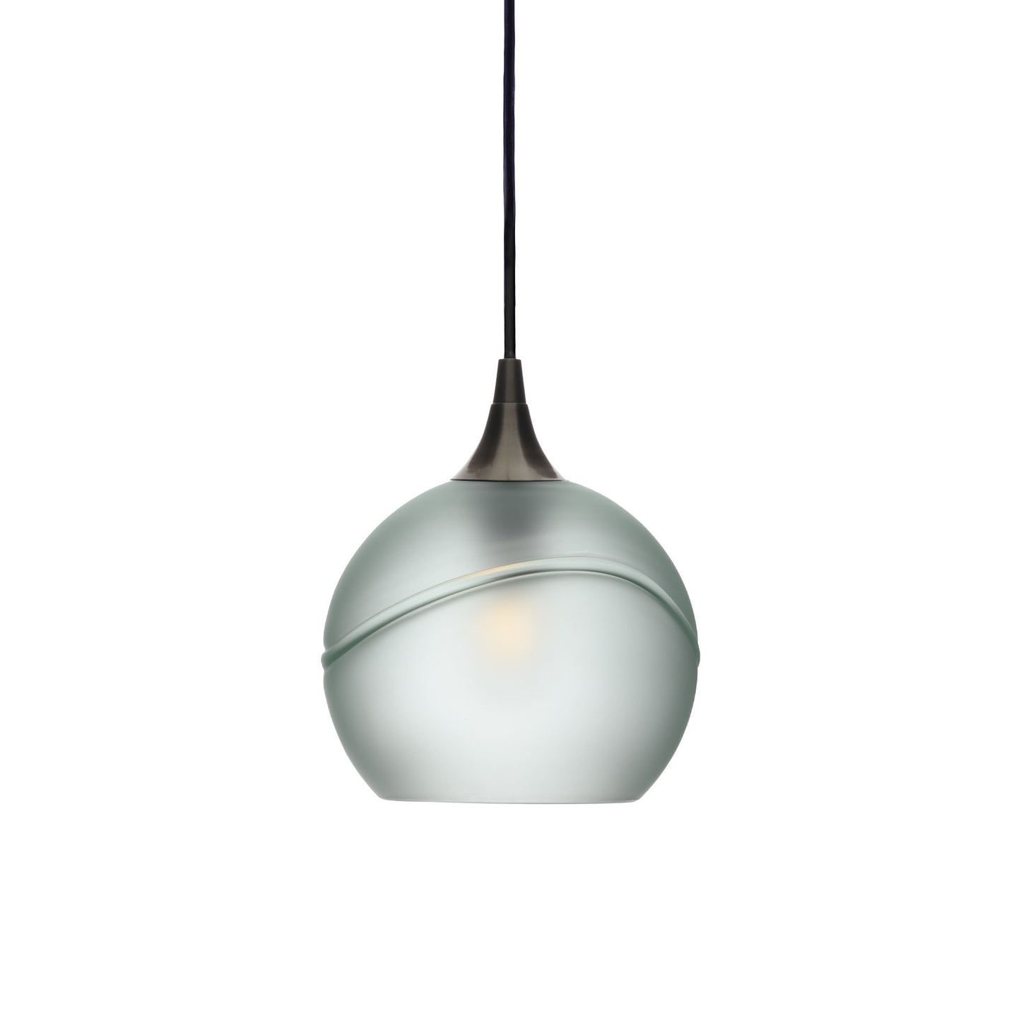 767 Single Pendant Light-Bicycle Glass Co-Antique Bronze - 4ft Cord-Glacial-Eco Clear-Bicycle Glass Co