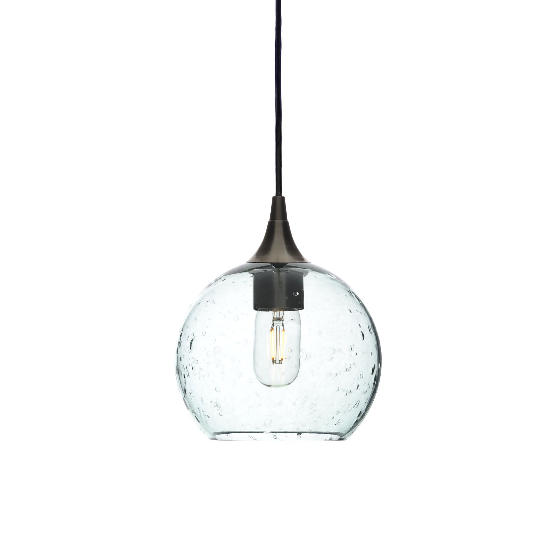 767 Single Pendant Light-Bicycle Glass Co-Antique Bronze - 4ft Cord-Lunar-Eco Clear-Bicycle Glass Co