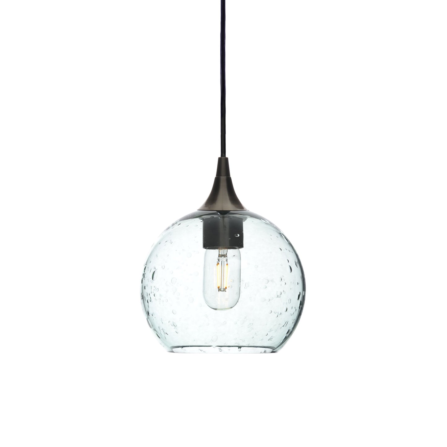 767 Single Pendant Light-Bicycle Glass Co-Antique Bronze - 4ft Cord-Lunar-Eco Clear-Bicycle Glass Co