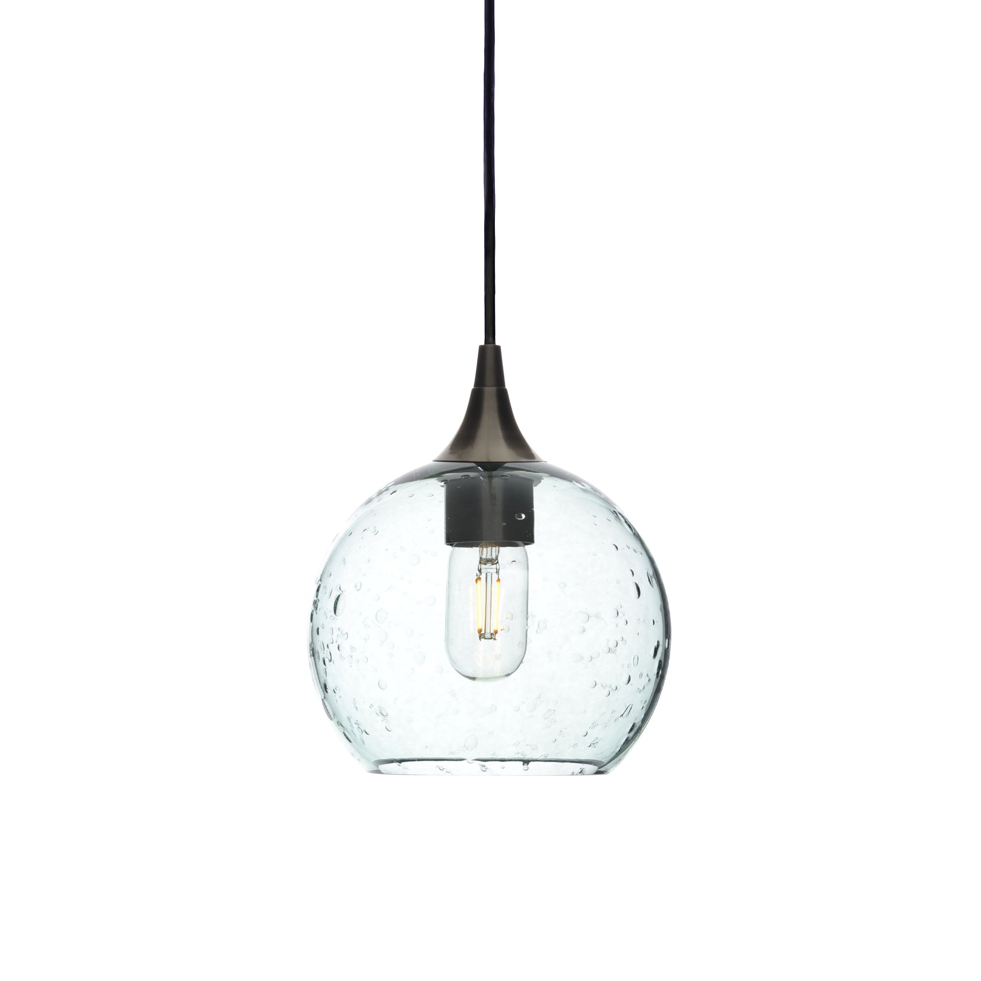 767 Single Pendant Light-Bicycle Glass Co-Antique Bronze - 4ft Cord-Lunar-Eco Clear-Bicycle Glass Co