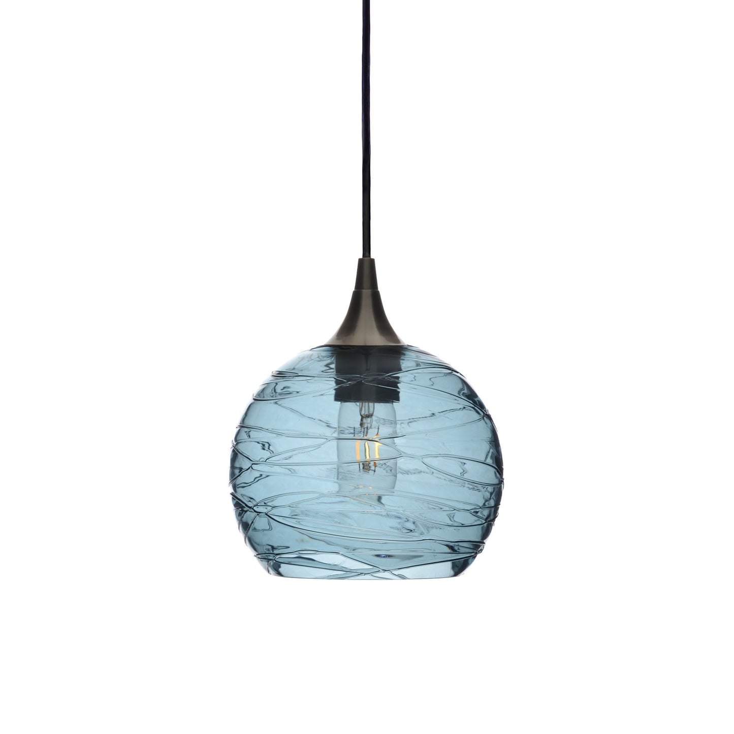 767 Single Pendant Light-Bicycle Glass Co-Antique Bronze - 4ft Cord-Spun-Slate Gray-Bicycle Glass Co