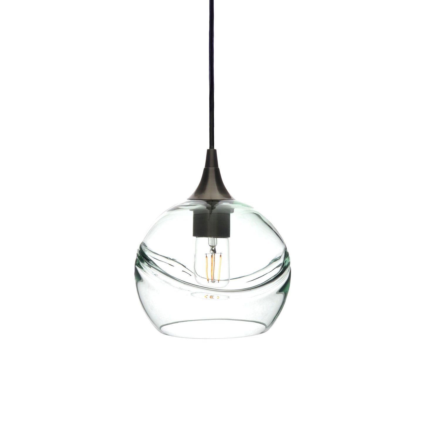 767 Single Pendant Light-Bicycle Glass Co-Antique Bronze - 4ft Cord-Swell-Eco Clear-Bicycle Glass Co