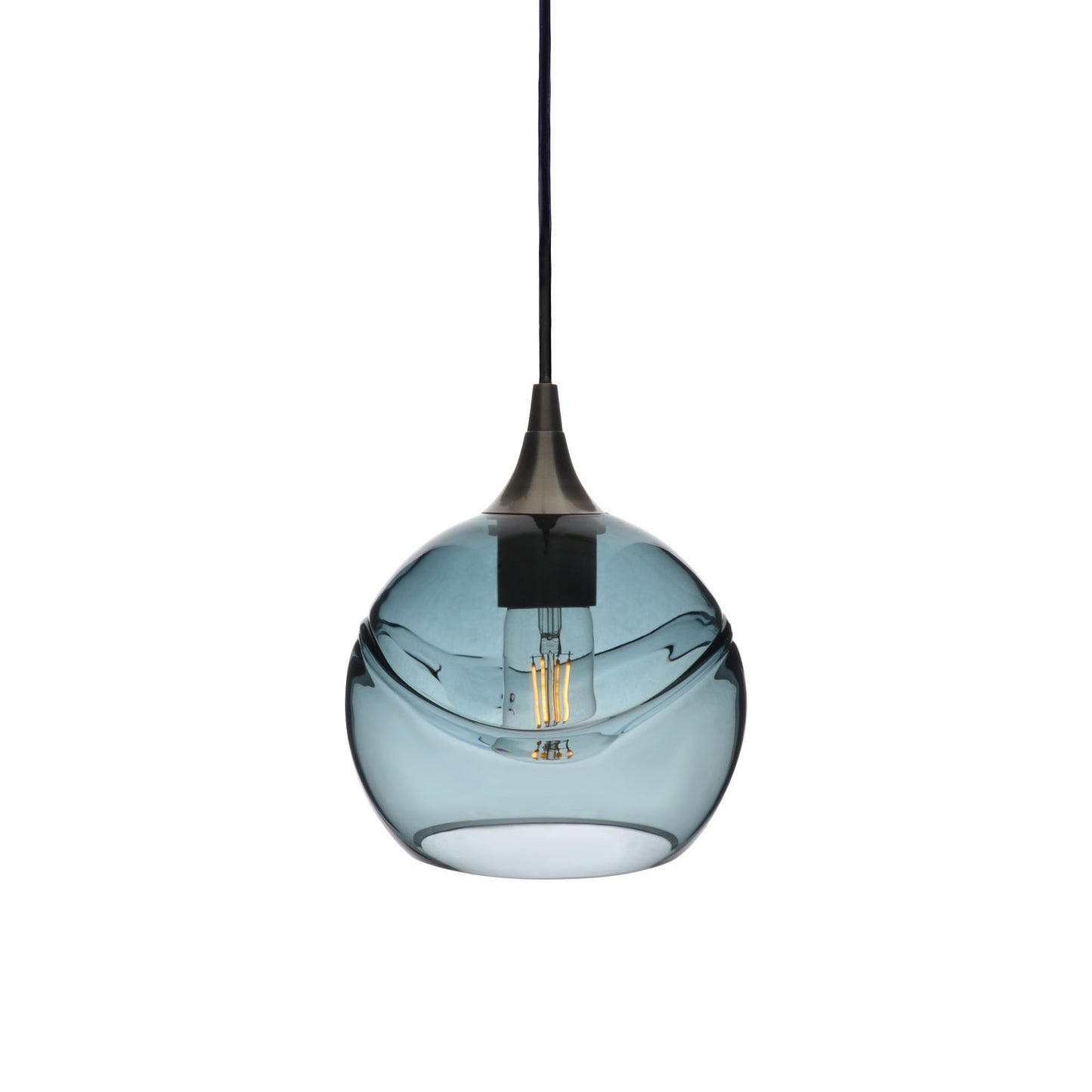 767 Single Pendant Light-Bicycle Glass Co-Antique Bronze - 4ft Cord-Swell-Slate Gray-Bicycle Glass Co