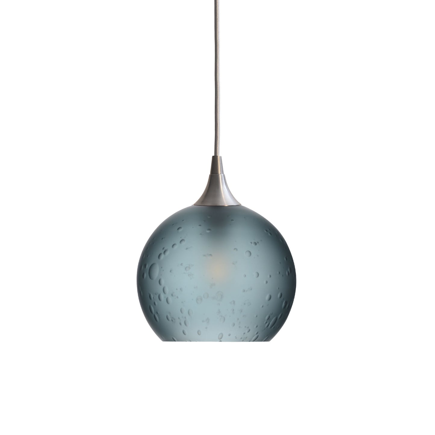 767 Single Pendant Light-Bicycle Glass Co-Brushed Nickel - 4ft Cord-Celestial-Slate Gray-Bicycle Glass Co