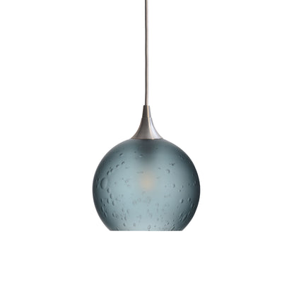 767 Single Pendant Light-Bicycle Glass Co-Brushed Nickel - 4ft Cord-Celestial-Slate Gray-Bicycle Glass Co