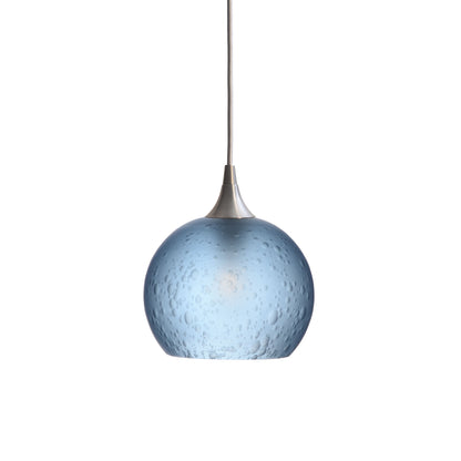 767 Single Pendant Light-Bicycle Glass Co-Brushed Nickel - 4ft Cord-Celestial-Steel Blue-Bicycle Glass Co