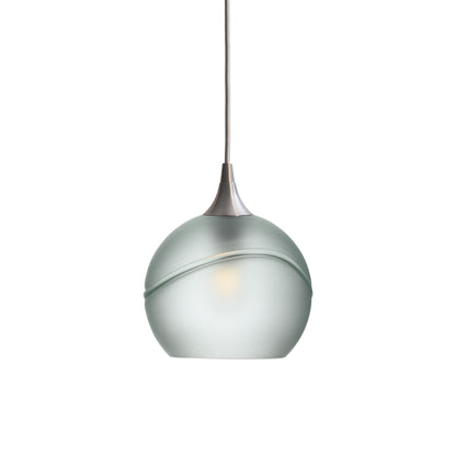 767 Single Pendant Light-Bicycle Glass Co-Brushed Nickel - 4ft Cord-Glacial-Eco Clear-Bicycle Glass Co