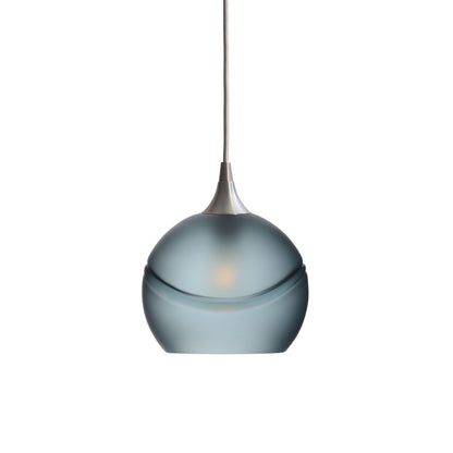 767 Single Pendant Light-Bicycle Glass Co-Brushed Nickel - 4ft Cord-Glacial-Slate Gray-Bicycle Glass Co