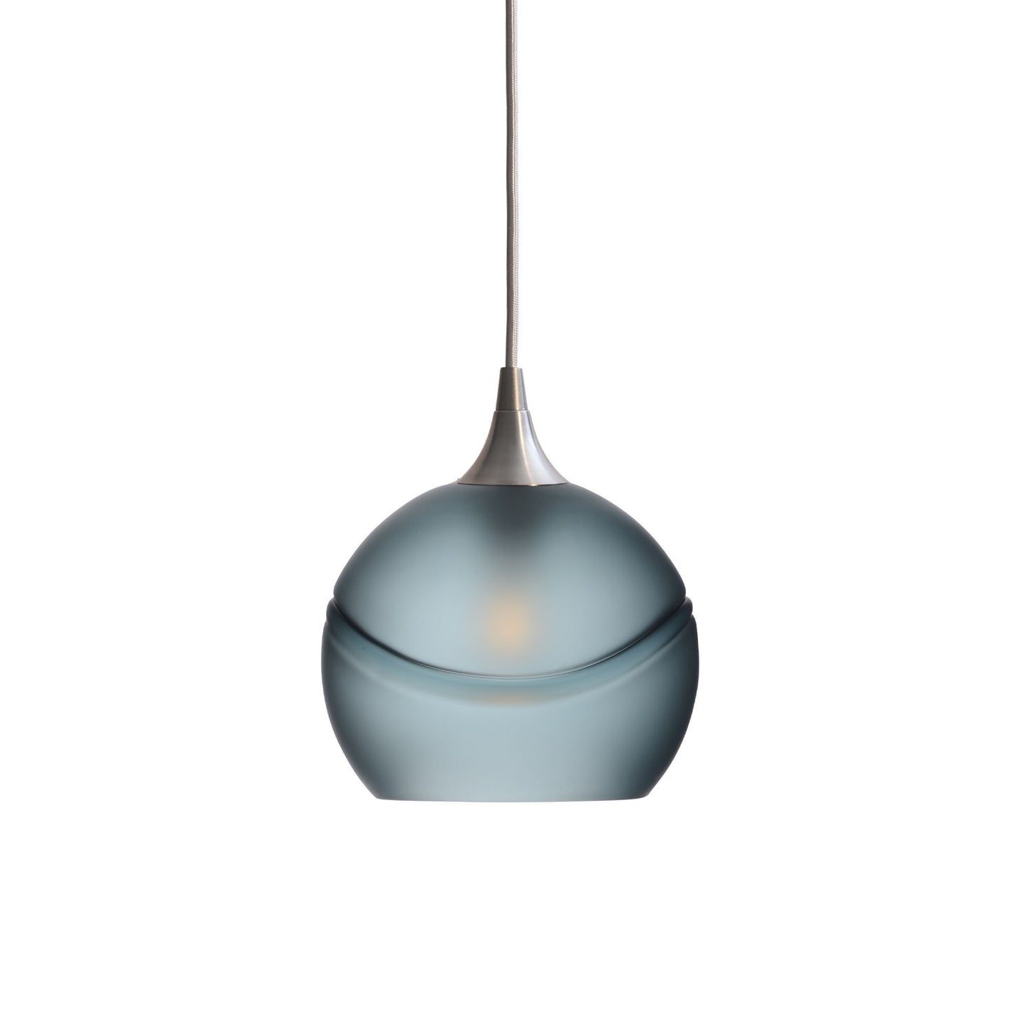 767 Single Pendant Light-Bicycle Glass Co-Brushed Nickel - 4ft Cord-Glacial-Slate Gray-Bicycle Glass Co
