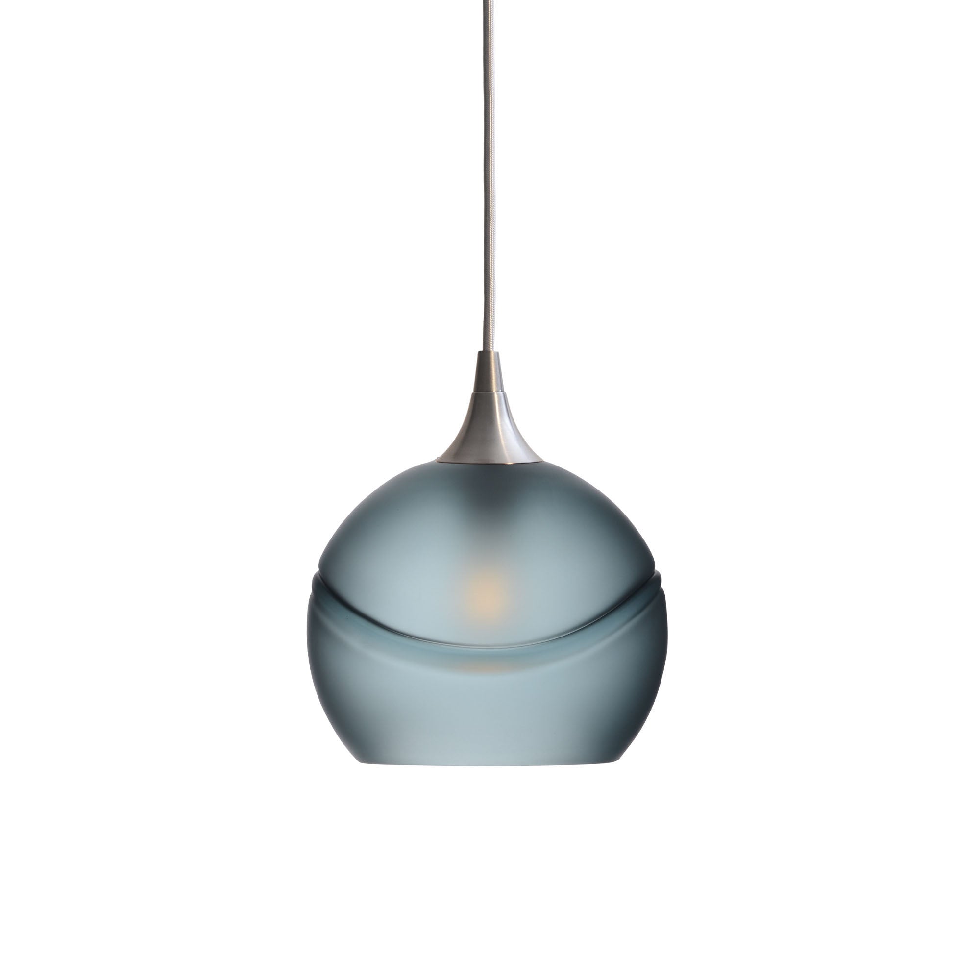 767 Single Pendant Light-Bicycle Glass Co-Brushed Nickel - 4ft Cord-Glacial-Slate Gray-Bicycle Glass Co