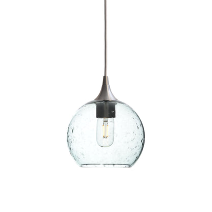 767 Single Pendant Light-Bicycle Glass Co-Brushed Nickel - 4ft Cord-Lunar-Eco Clear-Bicycle Glass Co