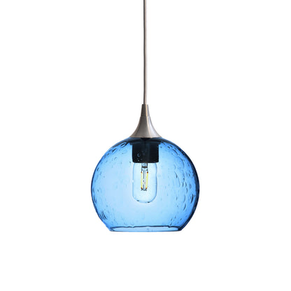 767 Single Pendant Light-Bicycle Glass Co-Brushed Nickel - 4ft Cord-Lunar-Steel Blue-Bicycle Glass Co