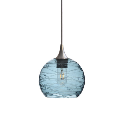 767 Single Pendant Light-Bicycle Glass Co-Brushed Nickel - 4ft Cord-Spun-Slate Gray-Bicycle Glass Co