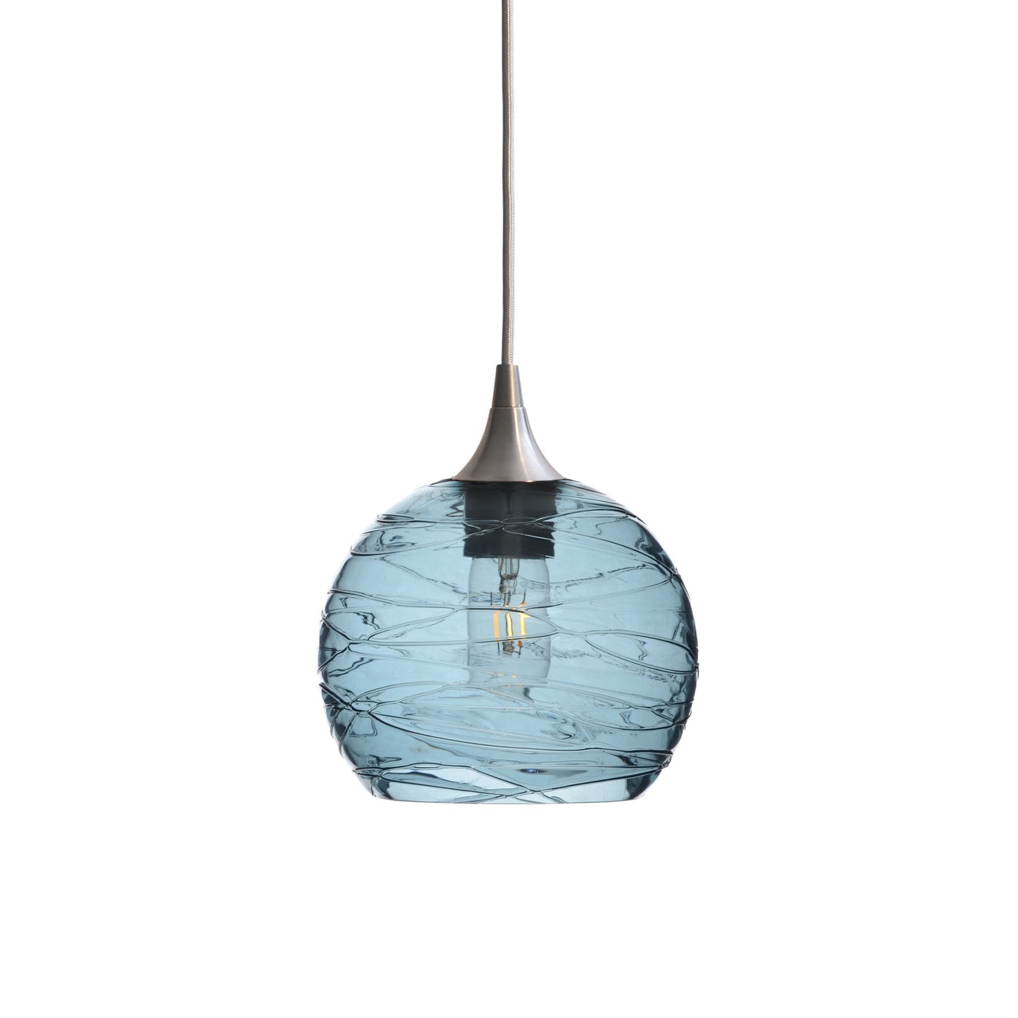 767 Single Pendant Light-Bicycle Glass Co-Brushed Nickel - 4ft Cord-Spun-Slate Gray-Bicycle Glass Co