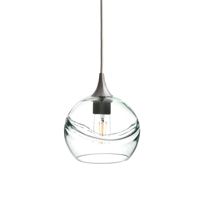 767 Single Pendant Light-Bicycle Glass Co-Brushed Nickel - 4ft Cord-Swell-Eco Clear-Bicycle Glass Co