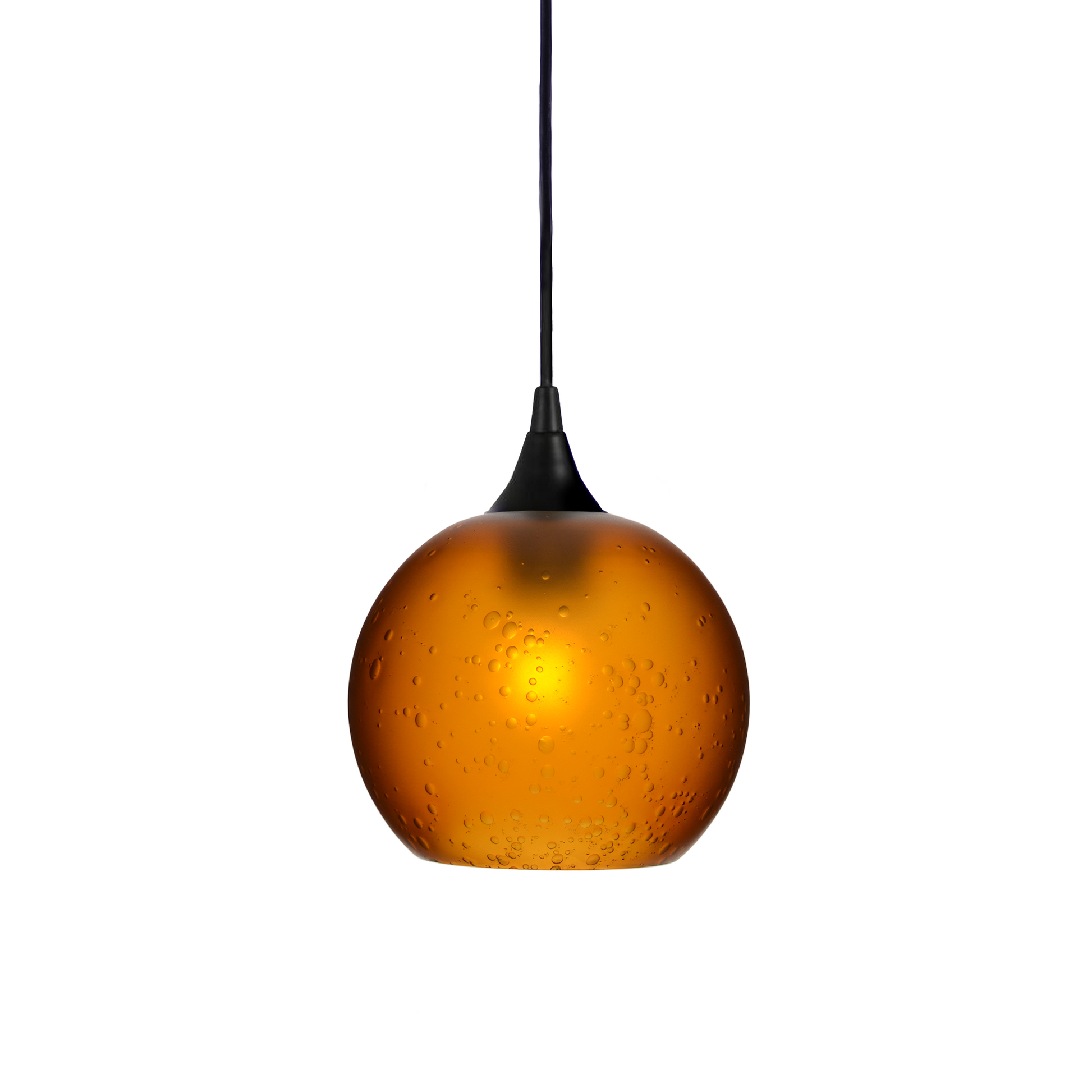 767 Single Pendant Light-Bicycle Glass Co-Matte Black - 4ft Cord-Celestial-Golden Amber-Bicycle Glass Co