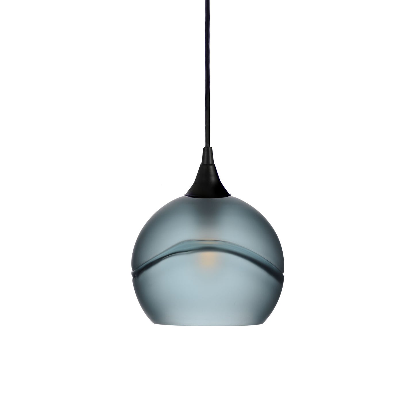 767 Single Pendant Light-Bicycle Glass Co-Matte Black 15ft Cord + Track Mount-Glacial-Slate Gray-Bicycle Glass Co