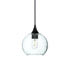 767 Single Pendant Light-Bicycle Glass Co-Matte Black 15ft Cord + Track Mount-Lunar-Eco Clear-Bicycle Glass Co
