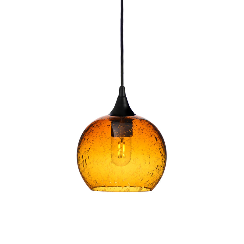767 Single Pendant Light — Matte Black - 8ft Cord / Lunar / Golden Amber
