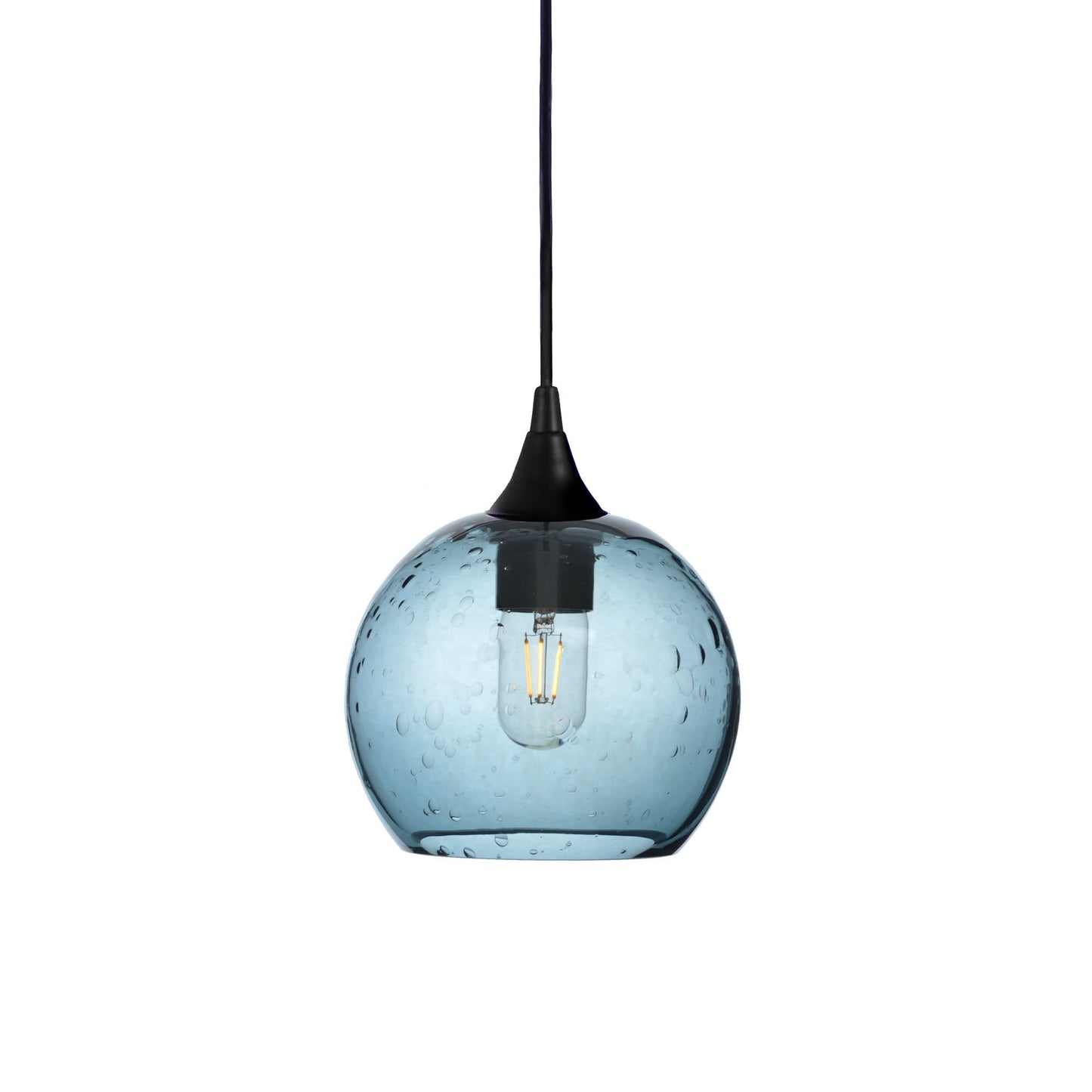 767 Single Pendant Light-Bicycle Glass Co-Matte Black 15ft Cord + Track Mount-Lunar-Slate Gray-Bicycle Glass Co
