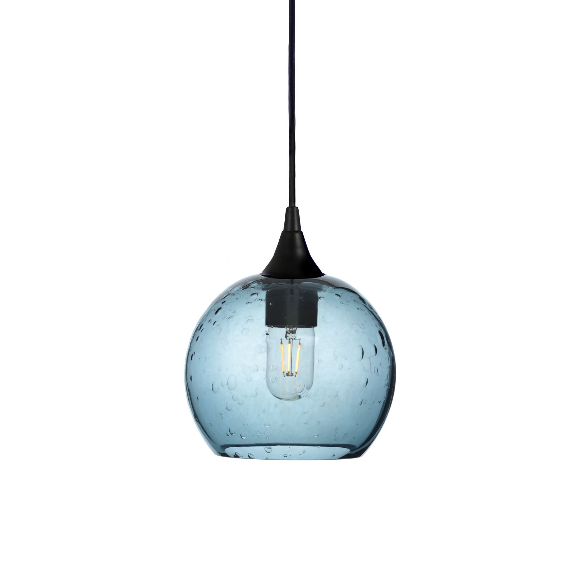 767 Single Pendant Light-Bicycle Glass Co-Matte Black 15ft Cord + Track Mount-Lunar-Slate Gray-Bicycle Glass Co