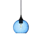 767 Single Pendant Light-Bicycle Glass Co-Matte Black 15ft Cord + Track Mount-Lunar-Steel Blue-Bicycle Glass Co