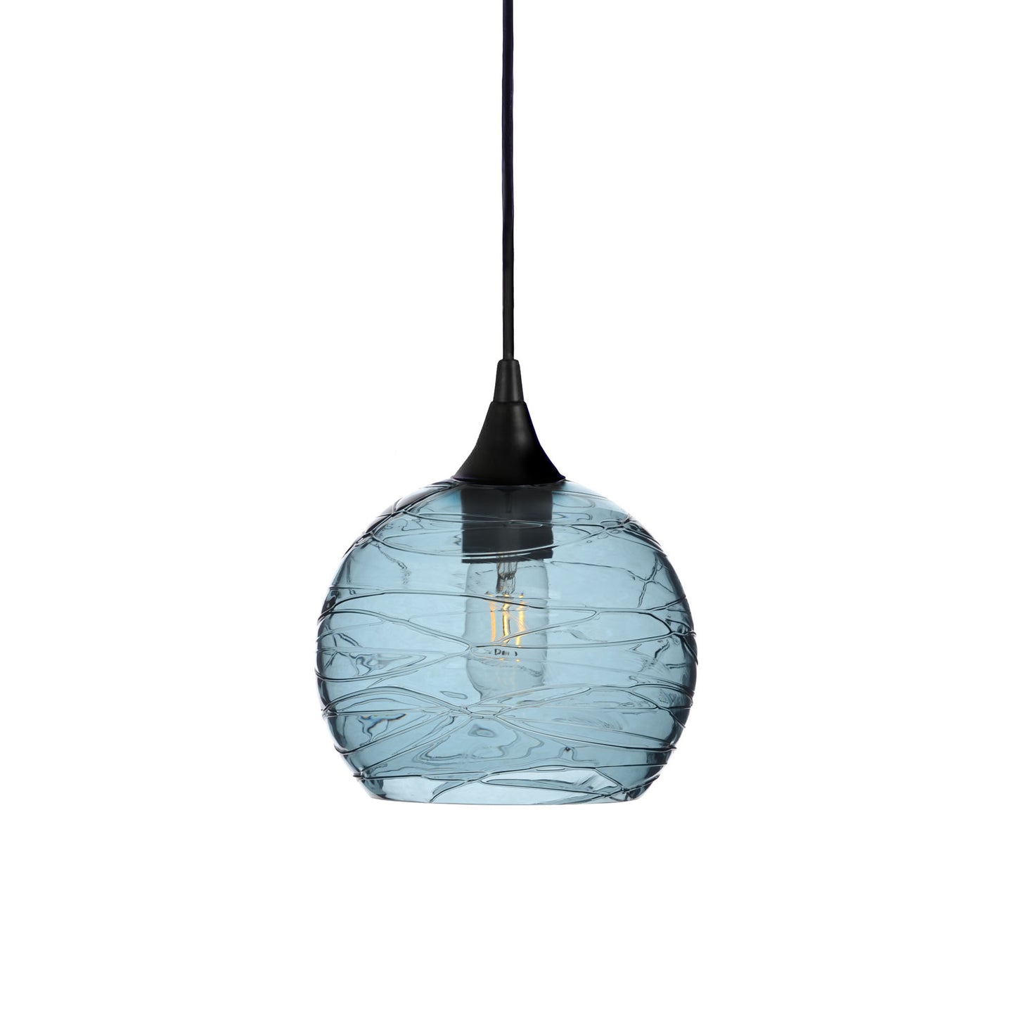767 Single Pendant Light-Bicycle Glass Co-Matte Black 15ft Cord + Track Mount-Spun-Slate Gray-Bicycle Glass Co