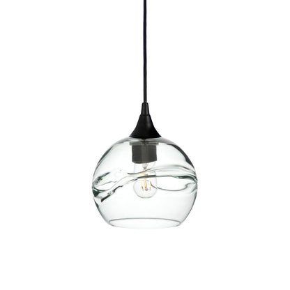 767 Single Pendant Light-Bicycle Glass Co-Matte Black 15ft Cord + Track Mount-Swell-Eco Clear-Bicycle Glass Co