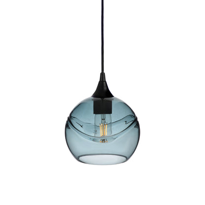 767 Single Pendant Light-Bicycle Glass Co-Matte Black 15ft Cord + Track Mount-Swell-Slate Gray-Bicycle Glass Co
