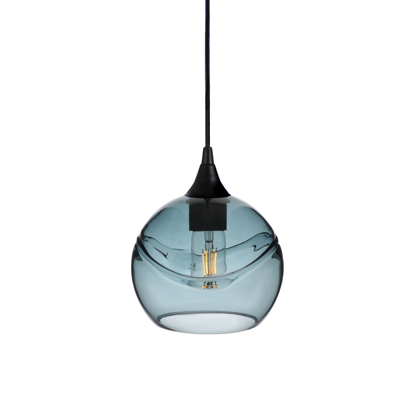 767 Single Pendant Light-Bicycle Glass Co-Matte Black 15ft Cord + Track Mount-Swell-Slate Gray-Bicycle Glass Co