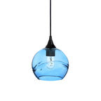 767 Single Pendant Light-Bicycle Glass Co-Matte Black 15ft Cord + Track Mount-Swell-Steel Blue-Bicycle Glass Co