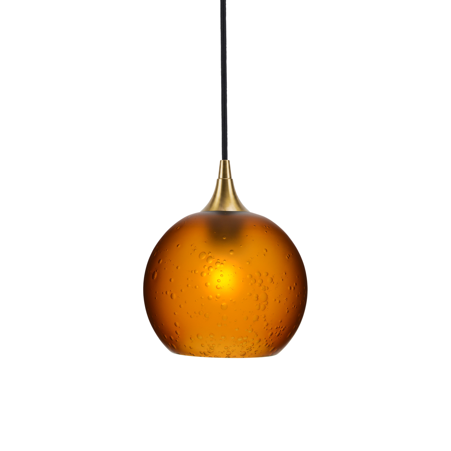 767 Single Pendant Light-Bicycle Glass Co-Polished Brass - 4ft Cord-Celestial-Golden Amber-Bicycle Glass Co