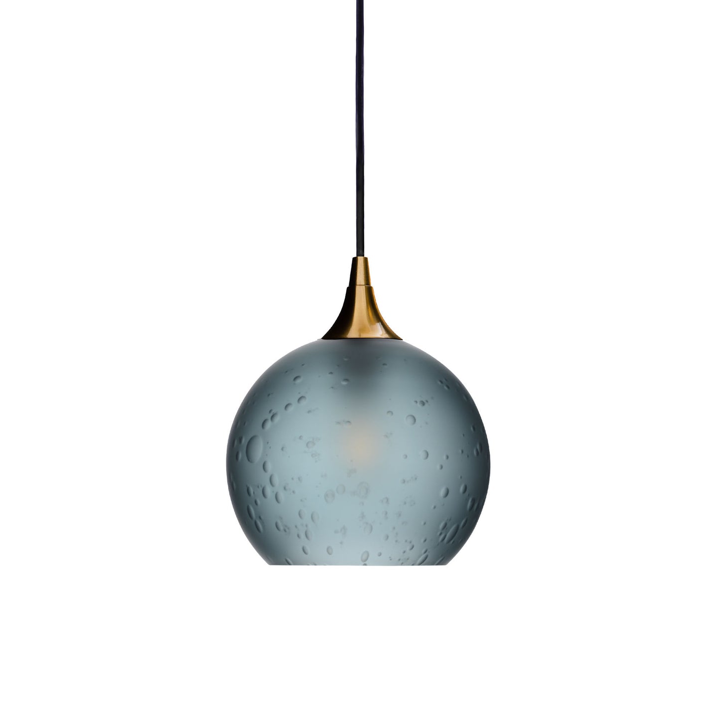 767 Single Pendant Light-Bicycle Glass Co-Polished Brass - 4ft Cord-Celestial-Slate Gray-Bicycle Glass Co