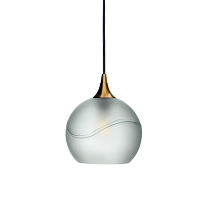 767 Single Pendant Light-Bicycle Glass Co-Polished Brass - 4ft Cord-Glacial-Eco Clear-Bicycle Glass Co