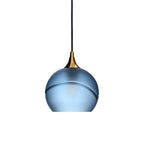 767 Single Pendant Light-Bicycle Glass Co-Polished Brass - 4ft Cord-Glacial-Steel Blue-Bicycle Glass Co