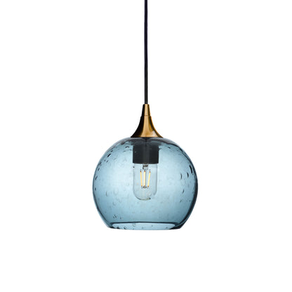 767 Single Pendant Light-Bicycle Glass Co-Polished Brass - 4ft Cord-Lunar-Slate Gray-Bicycle Glass Co
