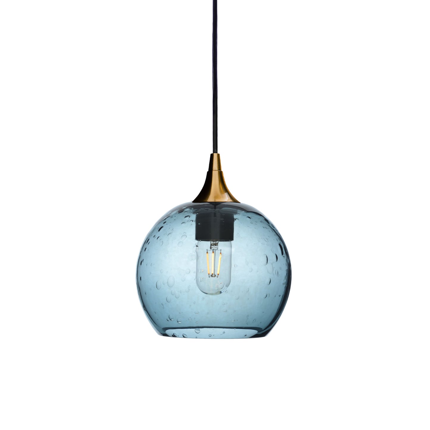 767 Single Pendant Light-Bicycle Glass Co-Polished Brass - 4ft Cord-Lunar-Slate Gray-Bicycle Glass Co