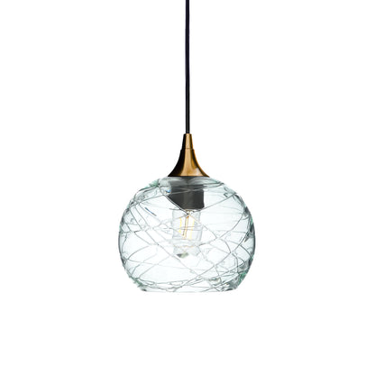 767 Single Pendant Light-Bicycle Glass Co-Polished Brass - 4ft Cord-Spun-Eco Clear-Bicycle Glass Co